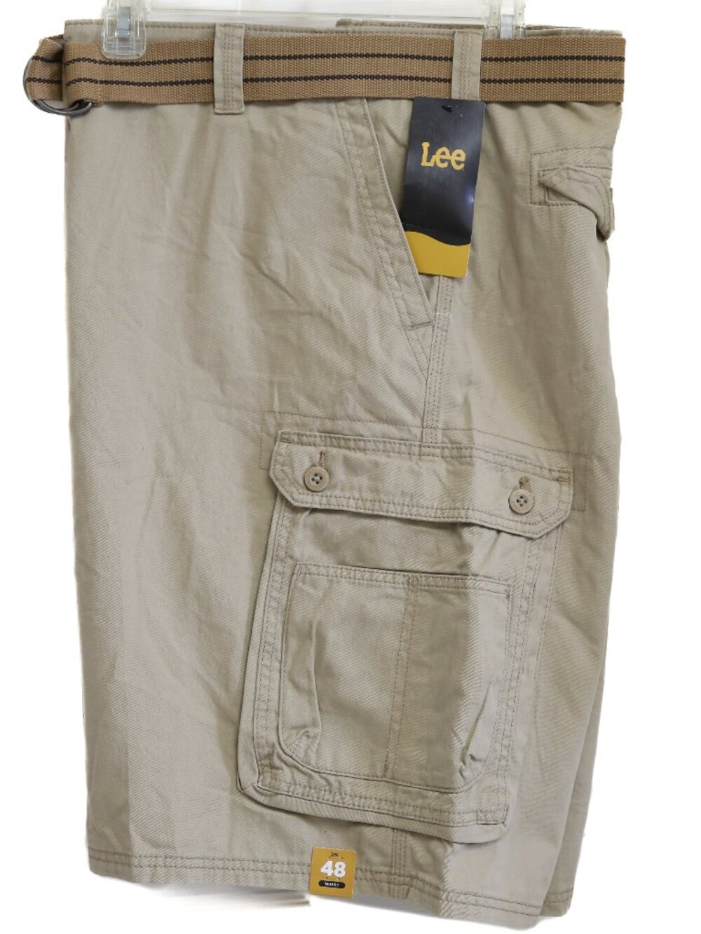 NWT Lee Men's Big And Tall Dungarees Belted Wyoming Cargo Shorts Khaki Size 48